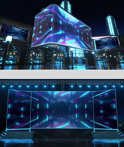 宽屏幕视频科技炫酷隧道穿越时空背景led图片
