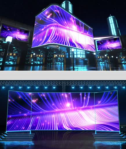 宽屏视频动感唯美大气紫色粒子背景舞台视频图片