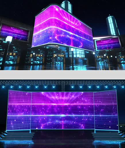 宽频视频大气炫酷紫色粒子线条旋转led图片