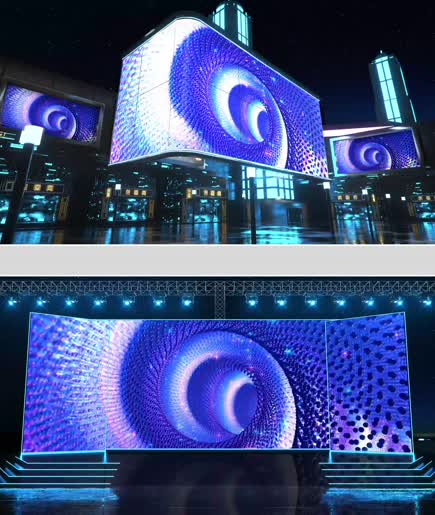 宽频视频震撼蓝色粒子隧道穿越大屏视频图片