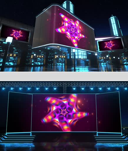 宽频视频炫酷紫色粒子光芒闪烁舞台背景视频图片