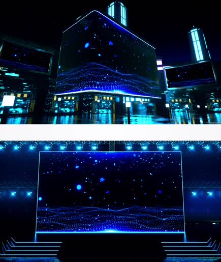 4K巨幕蓝色科技粒子背景视频图片