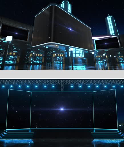 梦幻大气蓝色粒子幸运放射舞台4k视频素材图片