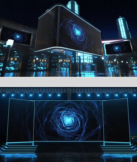 蓝色炫酷大气粒子隧道穿越时空舞台4k视频图片