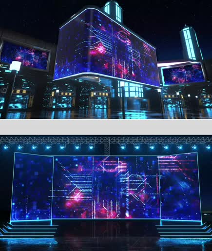 炫酷科技粒子震撼舞台4k背景视频图片