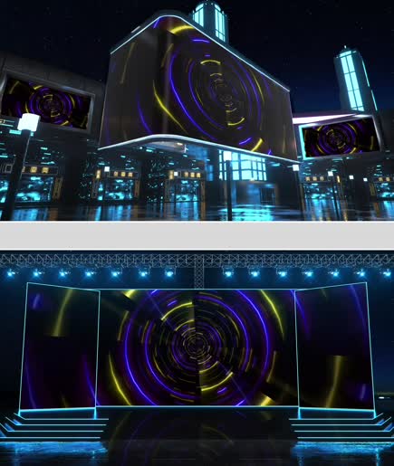 蓝色炫酷隧道展示舞台4k背景图片