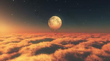 飞云日落月亮