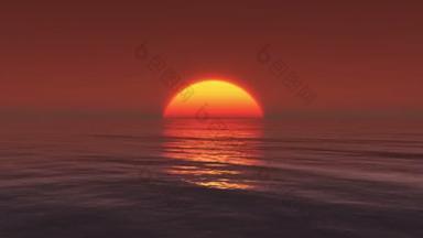 4 k 大太阳升起，越过海洋，日出时间流逝.