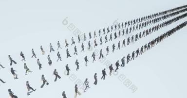 4 k 人群的人们走路都变成行数组、 商人剪影、 军队