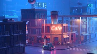 咖啡厅在迷你城市角落里过夜.