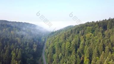美丽的空中拍摄的绿色丘陵和山谷。从上面看到的 Bieszczady 山脉的性质.