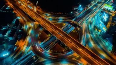 4k, Time lapse expressway top view, Circl Road traffic an important infrastructure in Bangkok Thaila