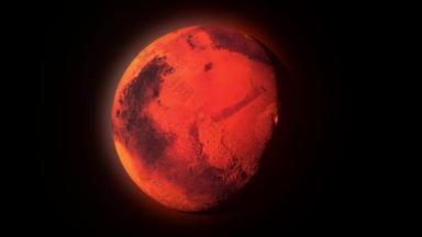 火星在黑色<strong>背景</strong>下自转现实的电<strong>影视</strong>觉，红色的行星