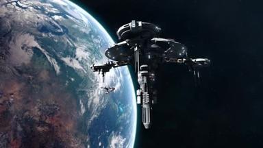 Sci-Fi战列舰离开地球轨道空间站