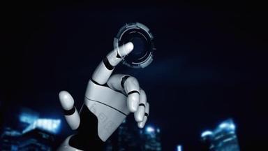 <strong>面向</strong>未来的机器人人工智能启发了人工智能技术的发展和机器学习的概念.全球机器人区块链科学研究为人类的未来生活。3D渲染图形