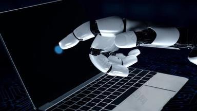 面向未来的机器人人工智能启发了人工智能技术的发展和机器学习的概念.全球机器人仿生科学研究的未来人类的生活。3D渲染图形.