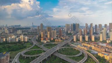 Scenery of Wuhan city skyline in summer