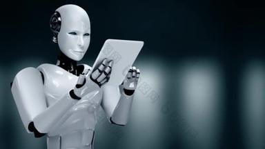 Futuristic robot artificial intelligence huminoid AI programming coding technology development and m