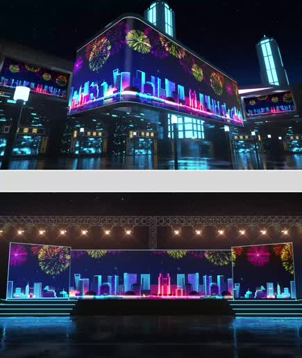 8K超宽屏城市酒吧餐厅投影巨幕图片