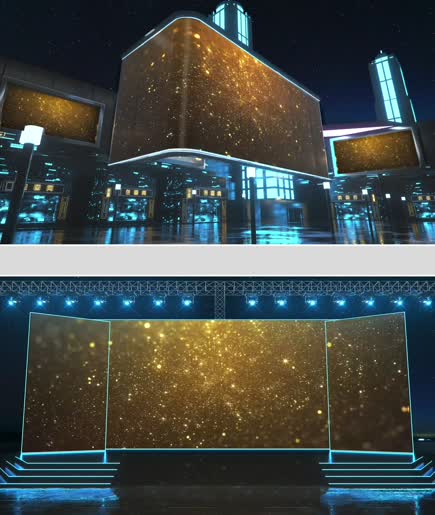 金色粒子炫酷大气展示舞台年会4k背景视频图片