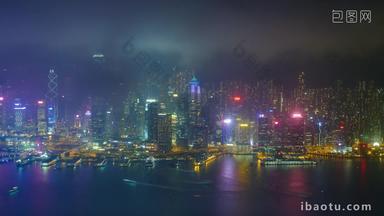在香港城市景观<strong>港口</strong>空中轮廓线
