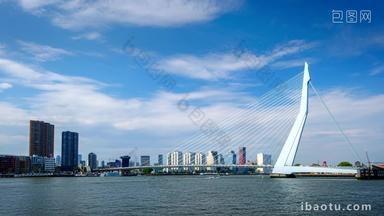 鹿特丹公约荷兰伊拉斯谟斯大桥间隔拍摄