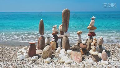 石头平衡海滩和谐