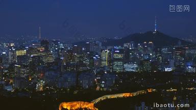 韩国晚上南城市景观