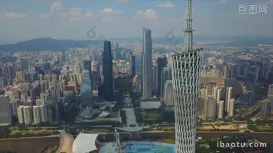 全天候广州工业城景观空中全景.4k镜头中国