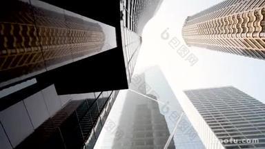 城市摩天大楼的底部视图, 视频 