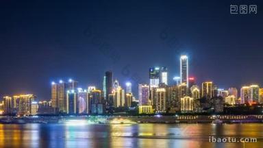 中国重庆, 夜晚现代大都市天际线的时代流逝