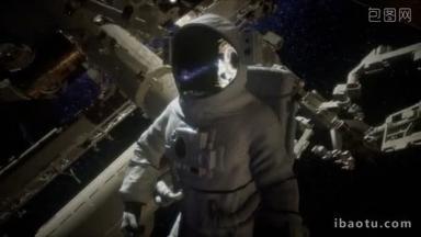 国际空间站外进行太空行走的宇航员