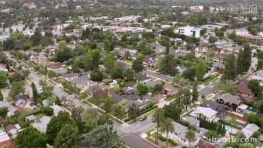 帕萨迪纳市有住房道路的郊区住宅区空中