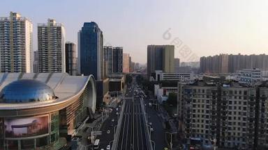 4K城市交通_武汉民族大道交通航拍