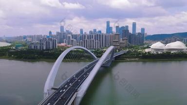 4K城市交通_广西南宁大桥交通视频航拍