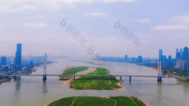 4K城市交通_江西南昌赣江跨江大桥航拍