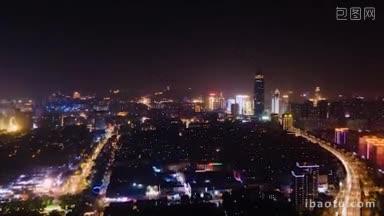 4K城市交通_山东济南城市夜景交通延时航拍