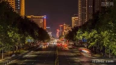 4K城市交通_河南郑州花园路口交通夜景延时