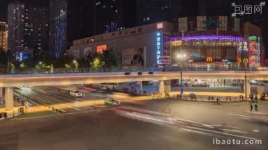 4K城市交通_河南郑州裕鸿国际紫荆山路交通夜景延时