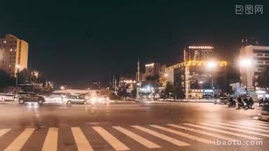 4K城市交通_河南郑州正兴街交通夜景延时