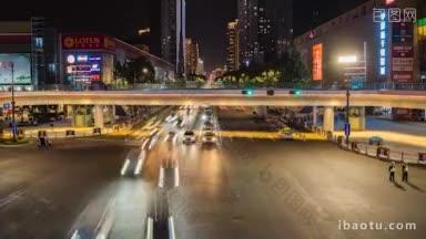 4K城市交通_河南郑州紫荆山路商城路交通夜景延时