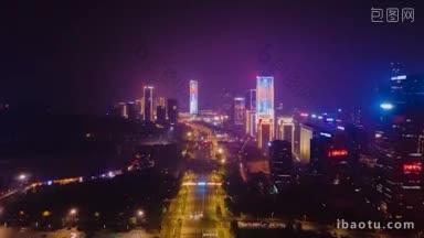 4K城市交通_山东济南城市夜景交通延时航拍