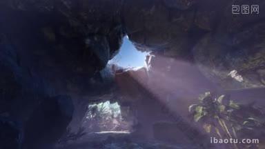 神秘的洞穴里阳光