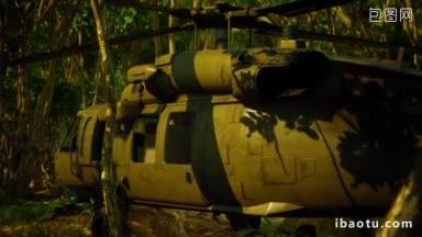 <strong>军用直升机</strong>在森林深处