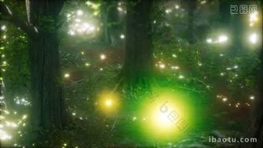 飞在森林中的萤火虫