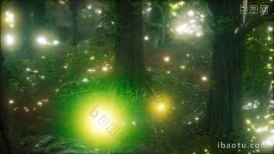 飞在森林中的萤火虫