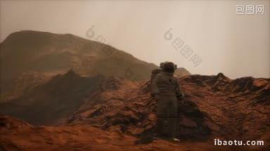 太空人漫步于<strong>火星</strong>的红色星球