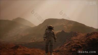 太空人漫步于火星的<strong>红色星球</strong>