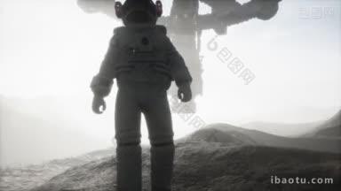 在火星行星上散步的宇航员