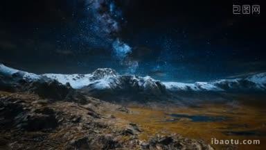 喜马拉雅山夜间有星星